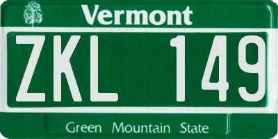 VT license plate ZKL149