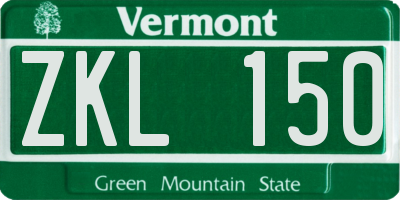VT license plate ZKL150