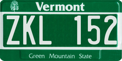 VT license plate ZKL152