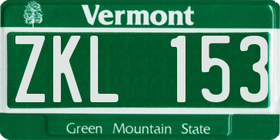 VT license plate ZKL153