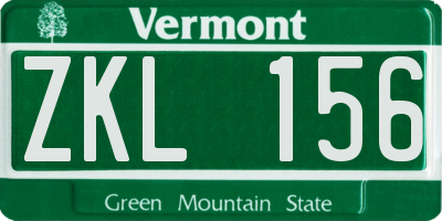 VT license plate ZKL156