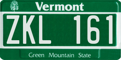 VT license plate ZKL161