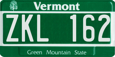 VT license plate ZKL162