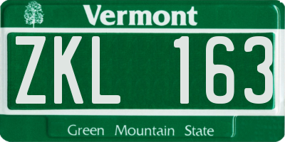 VT license plate ZKL163