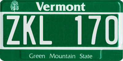VT license plate ZKL170