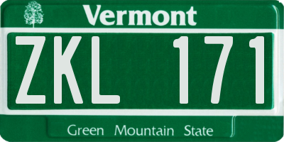 VT license plate ZKL171
