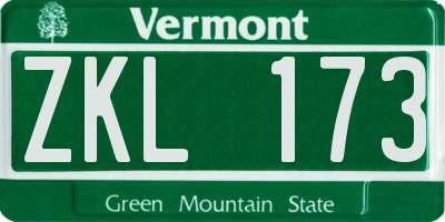 VT license plate ZKL173