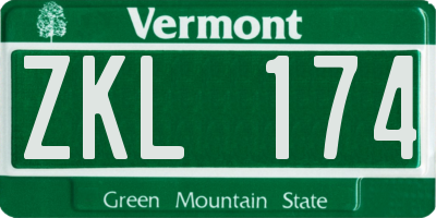 VT license plate ZKL174