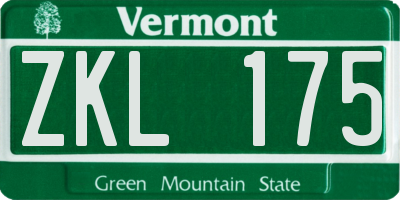 VT license plate ZKL175
