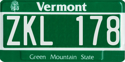 VT license plate ZKL178