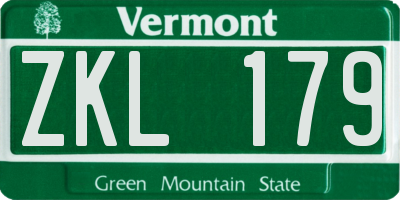 VT license plate ZKL179