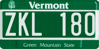 VT license plate ZKL180