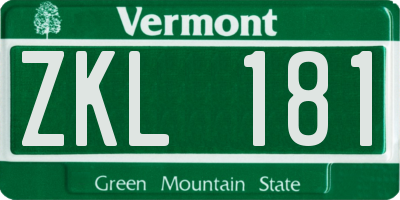 VT license plate ZKL181