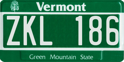 VT license plate ZKL186