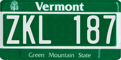 VT license plate ZKL187