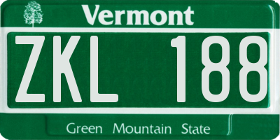 VT license plate ZKL188