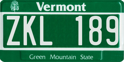 VT license plate ZKL189