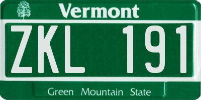 VT license plate ZKL191
