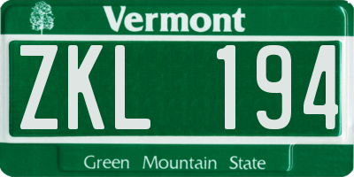 VT license plate ZKL194