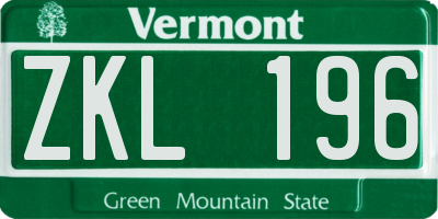 VT license plate ZKL196