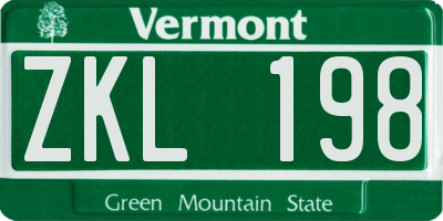 VT license plate ZKL198