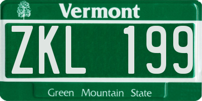 VT license plate ZKL199