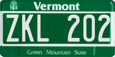 VT license plate ZKL202