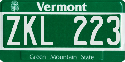 VT license plate ZKL223