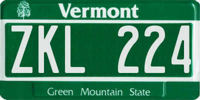VT license plate ZKL224
