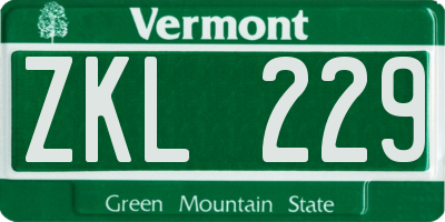 VT license plate ZKL229