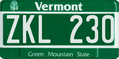 VT license plate ZKL230