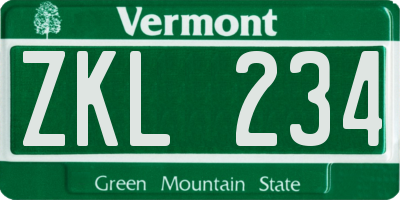 VT license plate ZKL234