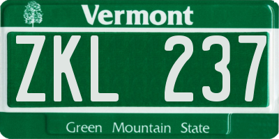 VT license plate ZKL237