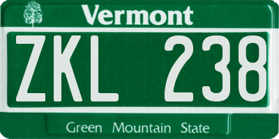 VT license plate ZKL238