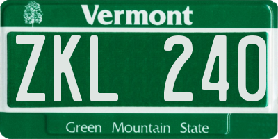 VT license plate ZKL240