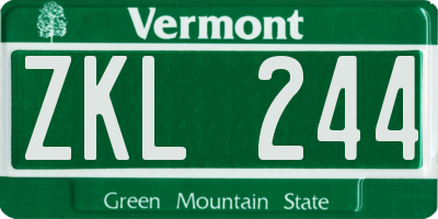 VT license plate ZKL244