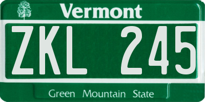 VT license plate ZKL245