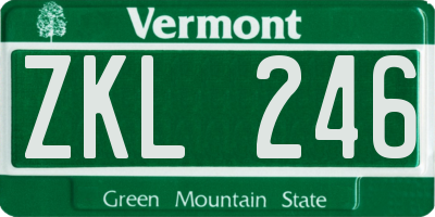 VT license plate ZKL246