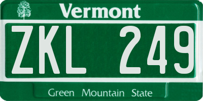 VT license plate ZKL249