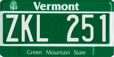 VT license plate ZKL251