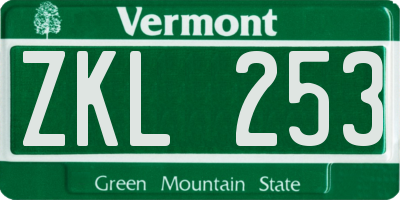 VT license plate ZKL253