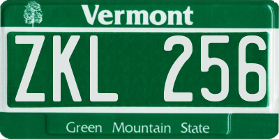 VT license plate ZKL256