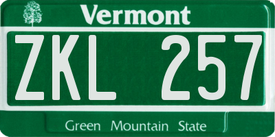 VT license plate ZKL257