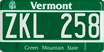 VT license plate ZKL258