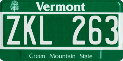 VT license plate ZKL263
