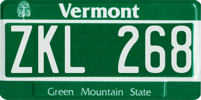 VT license plate ZKL268