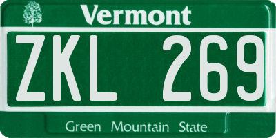 VT license plate ZKL269