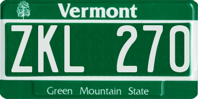 VT license plate ZKL270