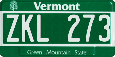 VT license plate ZKL273
