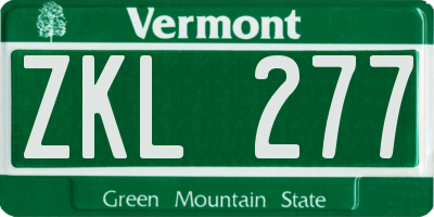 VT license plate ZKL277